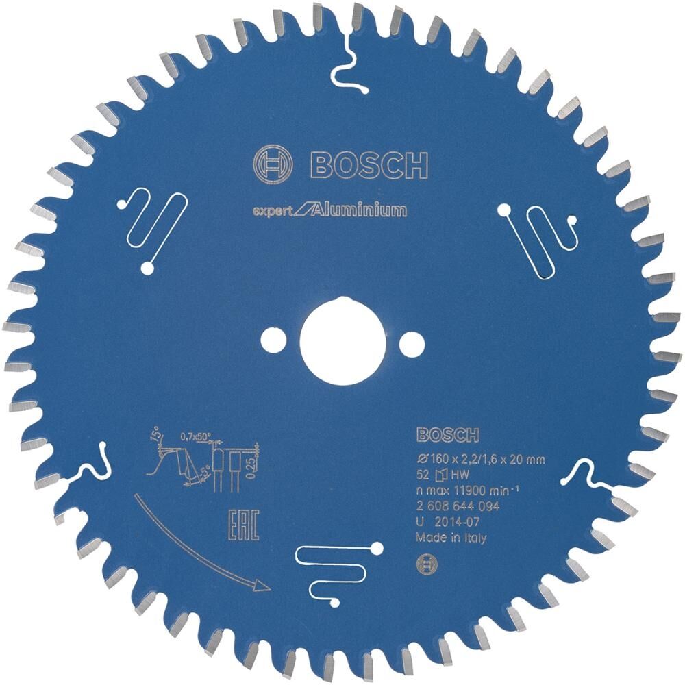 BOSCH Kreissägeblatt Expert for Aluminium 160x20x2,2 TR-F 52