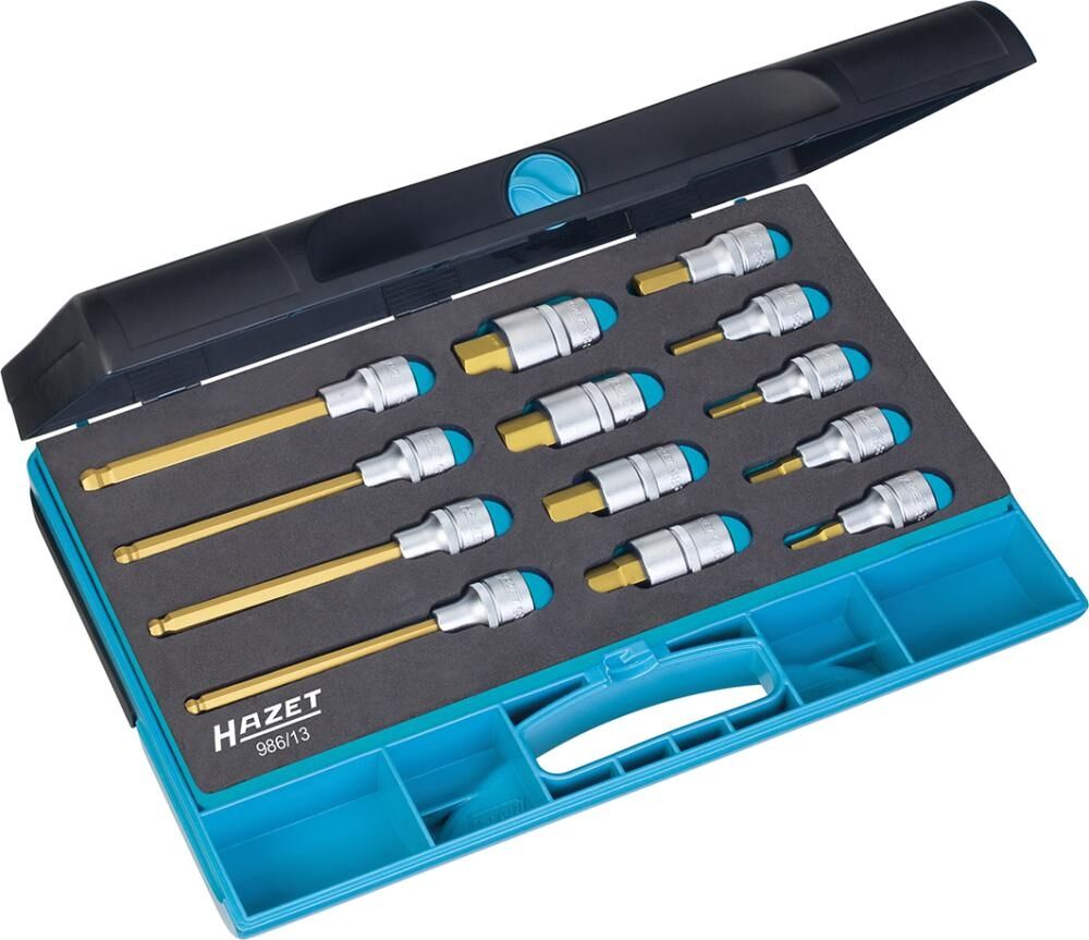 HAZET Schraubendrehereinsatz Set 1/2" 5-19mm sechskant Kugelkopf 13-teilig