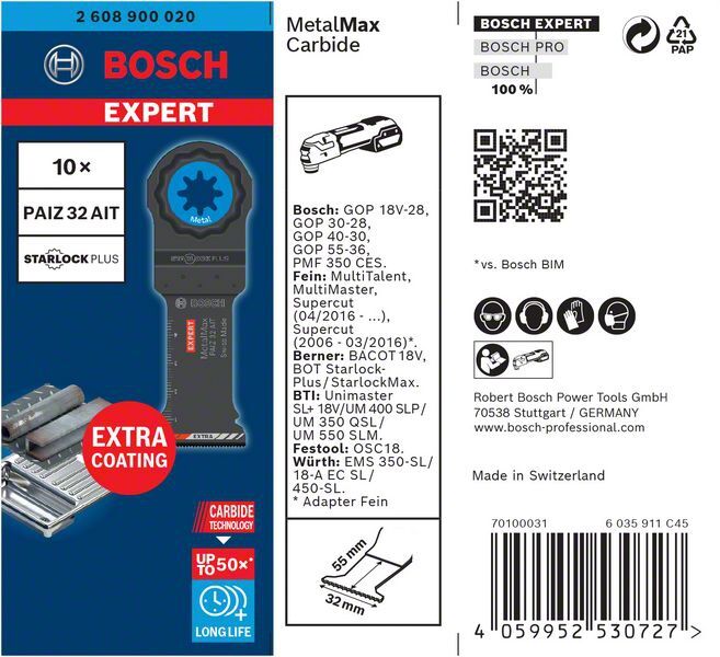 BOSCH Sägeblatt Tauchsägeblatt Metal PAIZ32AIT Expert Starlock VE 10