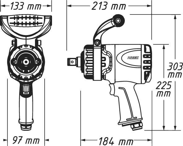 HAZET Twin Turbo Schlagschrauber,1/2" kurze Ausführung,max.2200 Nm 9012TT