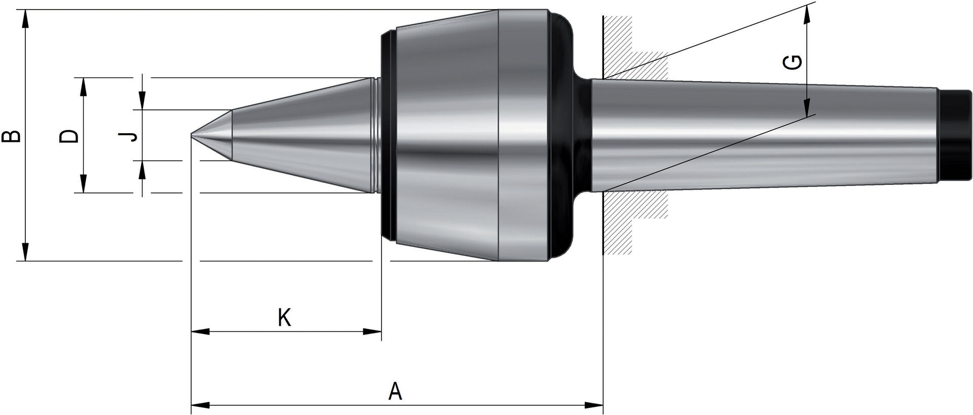 RÖHM Körnerspitze mitlaufend 604 HVL Gr. 102 MK 2