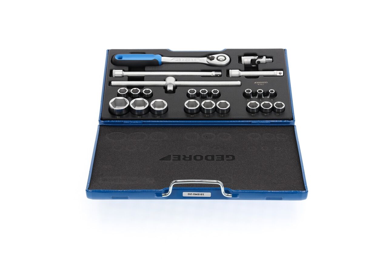 GEDORE Steckschlüssel-Set 1/2" 23-teilig 6-kant 8-32mm 19 EMU-20