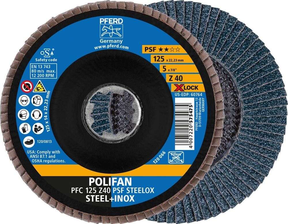 PFERD Fächerschleifscheibe 125mm K40 PSF X-LOCK
