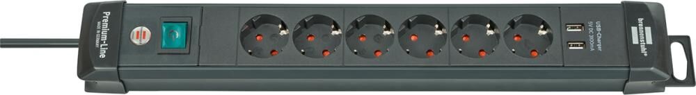 BRENNENSTUHL Steckdosenleiste 6-fach schwarz USB Premium-Line 1951160602