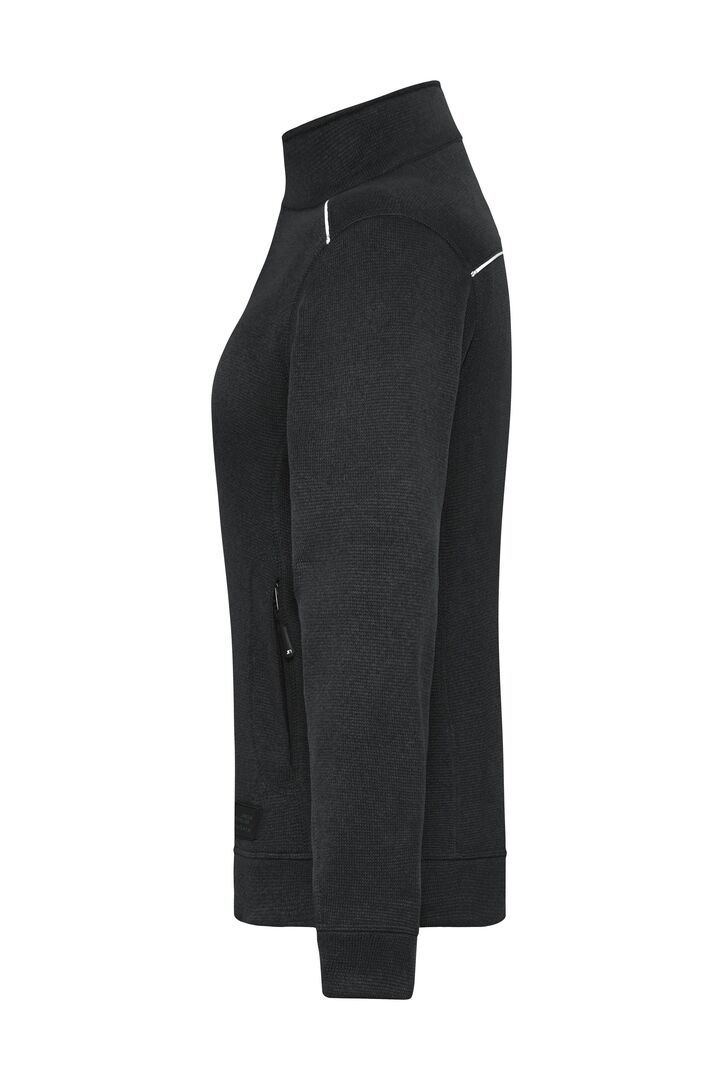 JAMES & NICHOLSON Strickfleece-Jacke Arbeitsjacke Damen Gr. XXL black/black JN897