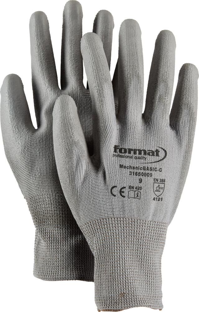 FORMAT Montage-Handschuh Mechanic Basic Gr. 10 PU grau