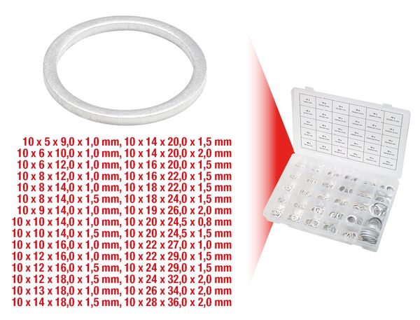 KS TOOLS Sortiment Dichtringe Aluminium M5-M28 300-teilig