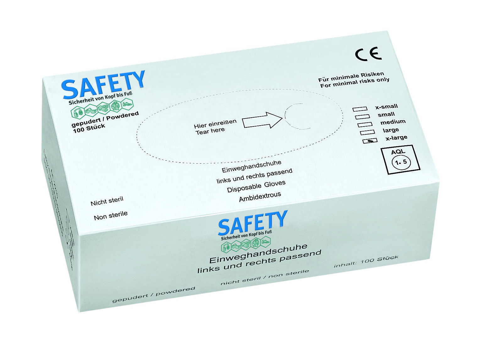 NITRAS LATEX-Einmalhandschuh UNGEPUDERT mit Rollrand Box a 100 Stk. Gr. 7 S