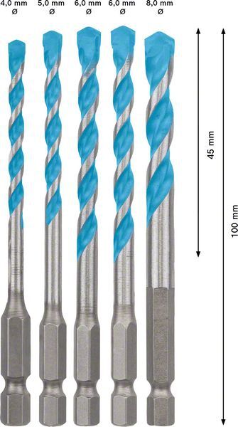 BOSCH MultiConstruction Bohrer-Set HEX-9 EXPERT 4/5/6/8mm 4-tlg. 6-kant