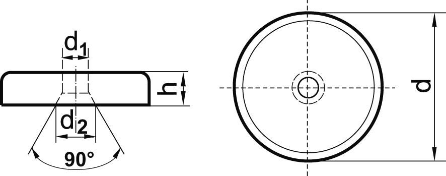 FORMAT Flachgreifer-Magnet mit Bohrung 20x6,0mm NdFeB