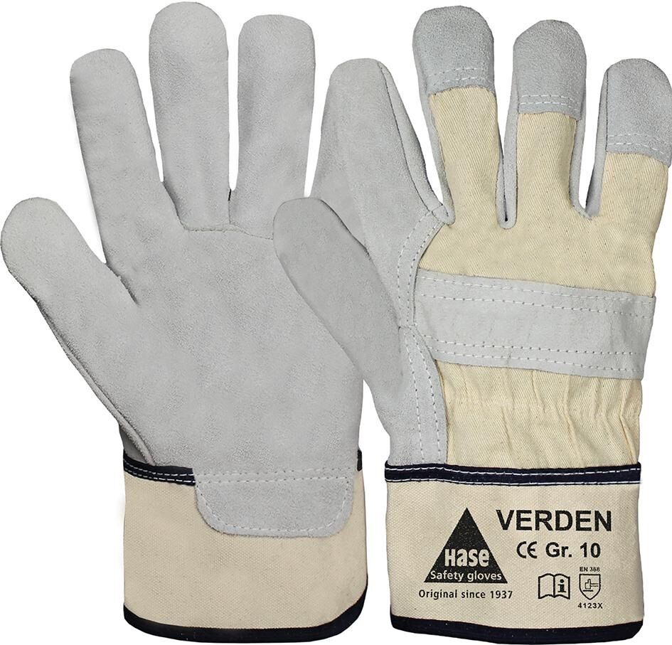HASE Handschuhe Verden Spaltleder Gr. 10 grau