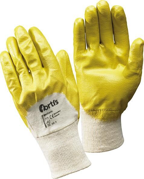 FORTIS Handschuh Mechanic gelb 12 Paar Nitril Größe 8