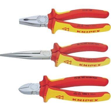 KNIPEX Elektro-Paket isoliert Kombizange Seitenschneider Flachrundzange 00 20 12