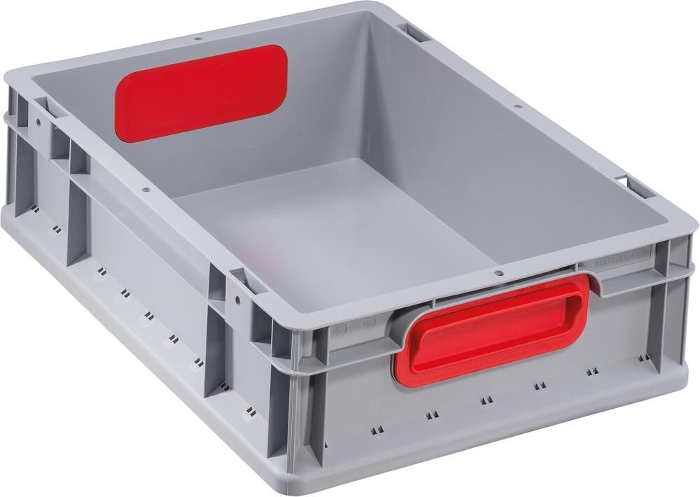 ALLIT EuroBox 412,400x300x120mm Griffe geschliffen,grau/rot