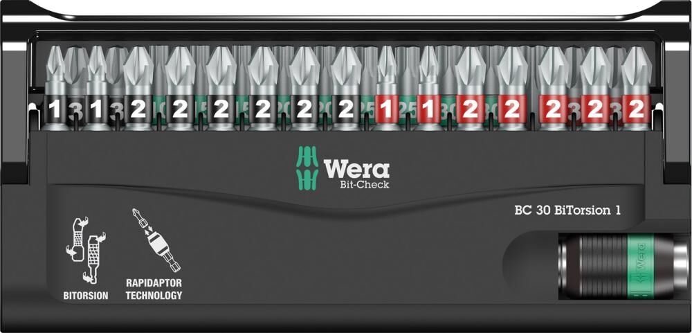 WERA Bit Set 30-teilig BiTorsion 1 Bit-Check 30