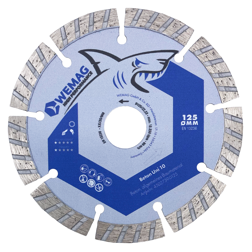 WEMAG HIGH PERFORMANCE WEMAG-HP Diamant-Trennscheibe BETON UNI 125x22,23mm 9 Segmente a 37x2,0x10mm