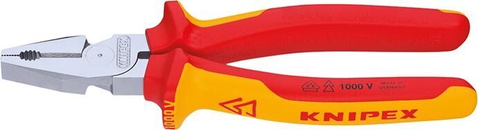KNIPEX Kraft Kombizange 180mm Mehrkomponenten-Hülle isoliert verchromt VDE 02 06 180
