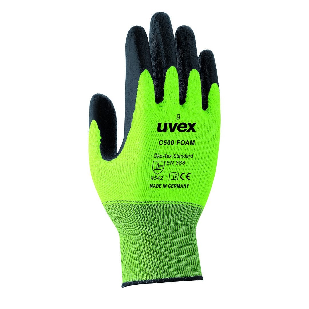 UVEX Schnittschutz-Handschuh C500 foam Gr. 9 Schaumbesch. lime/grau 6049.4