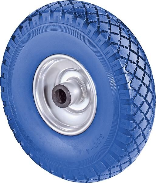BS ROLLEN Polyurethanrad " pannensicher" blaue Bereifung Rollenlager Stollenprofil