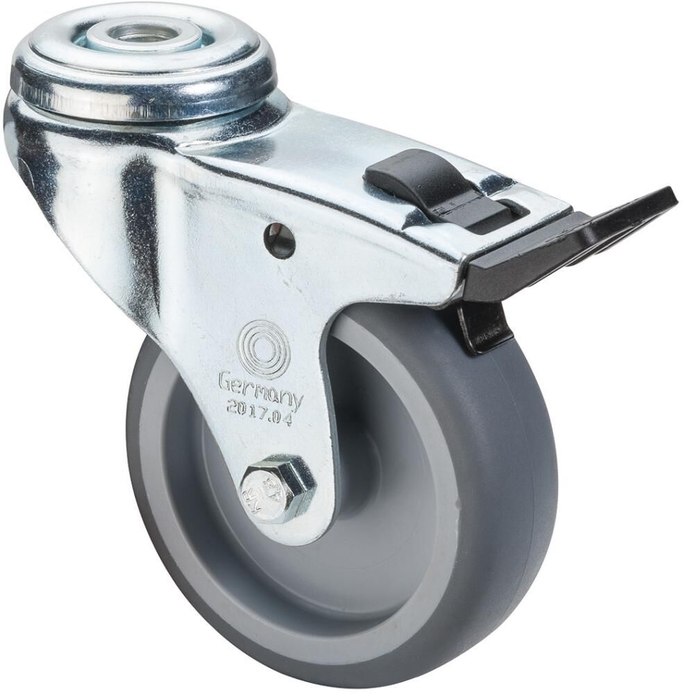 BS ROLLEN Lenkrolle A321mit Feststeller 50mm Rückenl. Gummirad GL grau