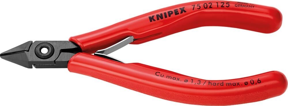 KNIPEX Elektronik-Seitenschneider 125mm Kunststoff-Hülle brüniert 75 02 125
