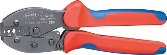 KNIPEX Crimpzange PreciForce 220mm Mehrkomponenten-Hülle brüniert 97 52 50