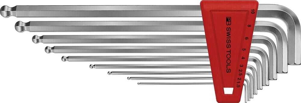 PB SWISS TOOLS Winkelschraubendreher Set 1,5-10mm lang im Halter 9-teilig