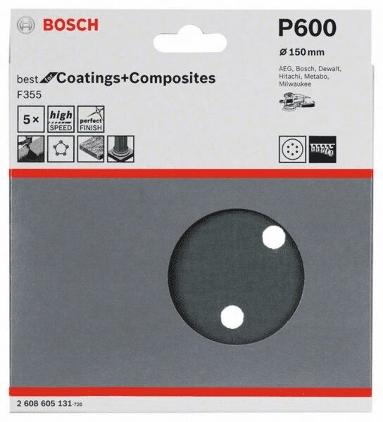 BOSCH Schleifblatt 150mm G600 5 Stück