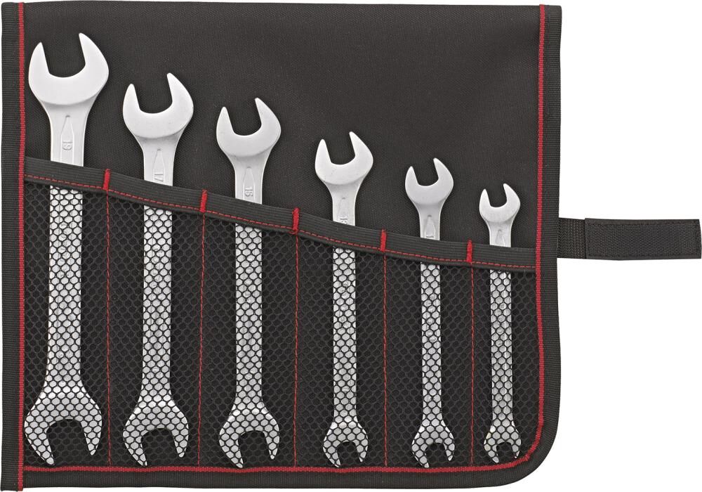 FORMAT Doppelmaulschlüssel-Set DIN3110 7-19mm 6-teilig in Rolltasche
