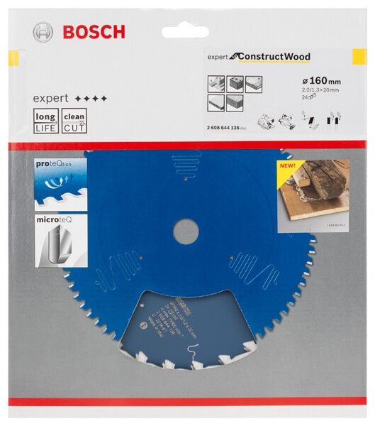 BOSCH Kreissägeblatt HW Constr 160x20x2 24T