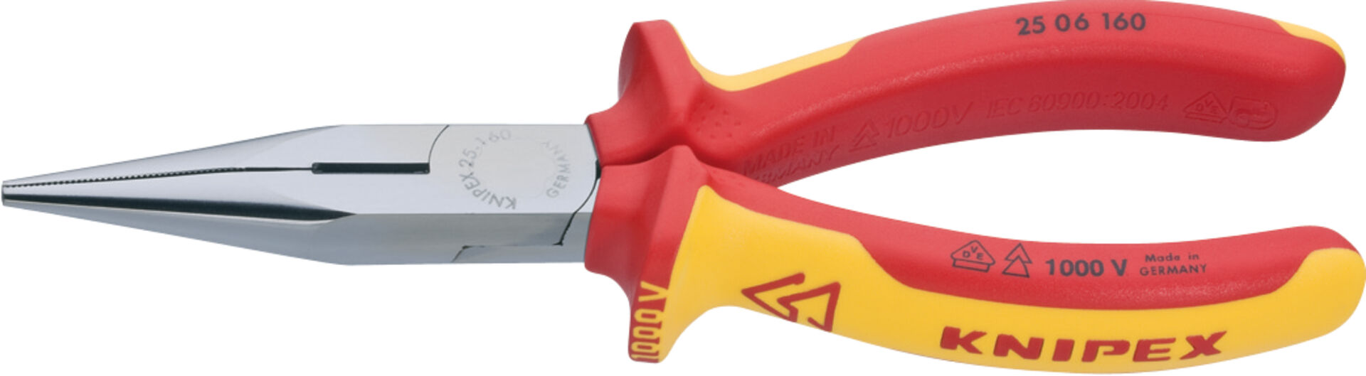 KNIPEX 25 06 160 Flachrundzange Schneide isol. Mehrk. VDE verchromt 160mm