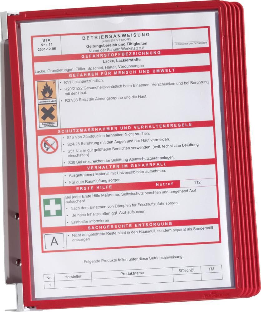 DURABLE Sichtafelsystem rot Vario Wall 5