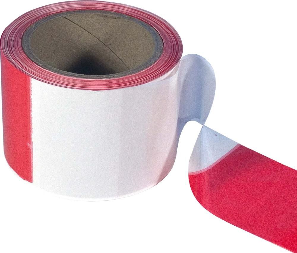 Absperrband 80mm x 500m Ring rot/weiss