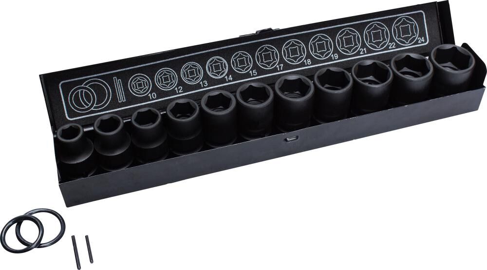 FORTIS Kraft-Steckschlüssel-Set Schlagnuss-Set 1/2" 15tlg.