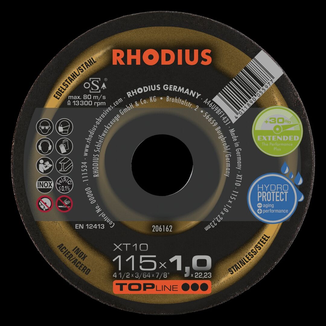 RHODIUS Trennscheibe extradünn XT 10 Top Edelstahl 115x1,0x22,2mm