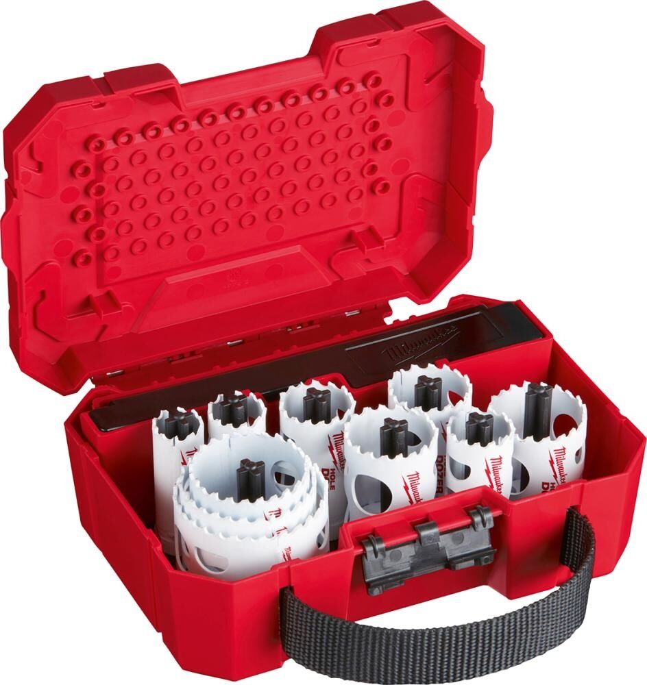 MILWAUKEE Lochsägen Set 19-57mm Adapter Leichtwelle Bohrer 14-teilig Bimetall