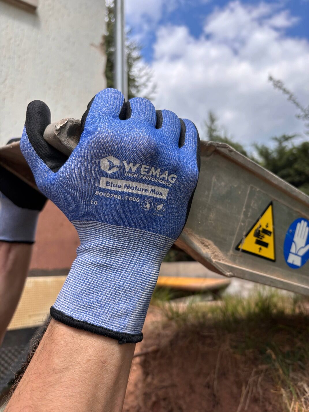 WEMAG Montage-Handschuh Blue Nature Max nachhaltig Gr. 7 Nitrilschaum blau/schw