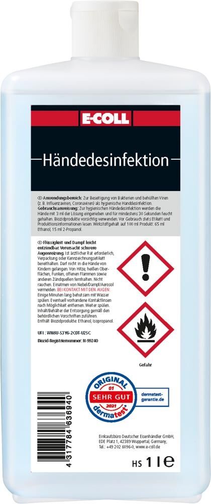 E-COLL Händedesinfektion 1L