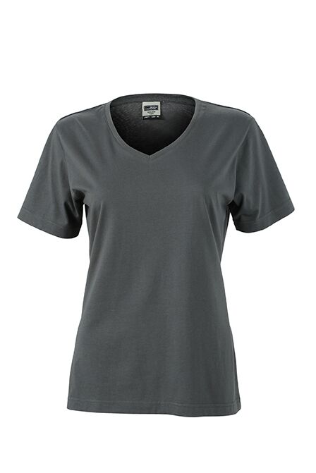 JAMES & NICHOLSON T-Shirt Damen V-Neck dark-grey Gr. M