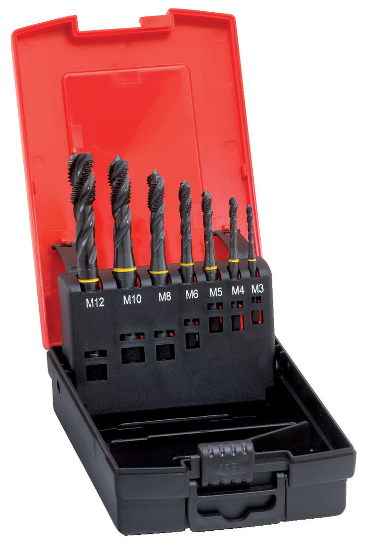 FORMAT Maschinengewindebohrer-Set HSSE DIN371/376C M3-M12 inkl. Kernlochbohrer