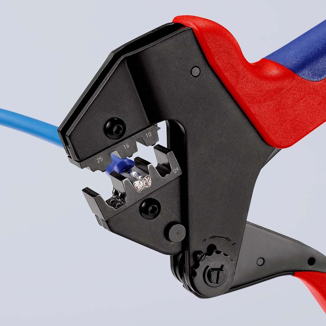 KNIPEX Crimp-Systemzange 200mm für auswechselbare Crimpeinsätze Mehrkomponenten-Hülle brüniert 97 43 200