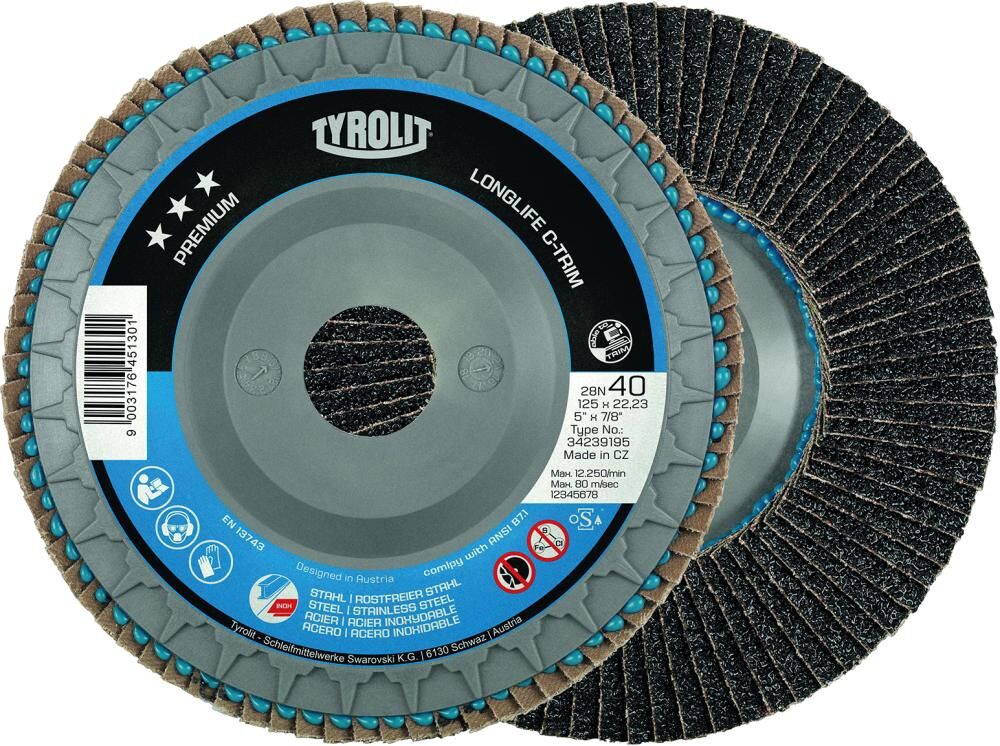 TYROLIT Premium Fächerscheibe 125x22,23 ZA 40 T-B Longlife 34239195