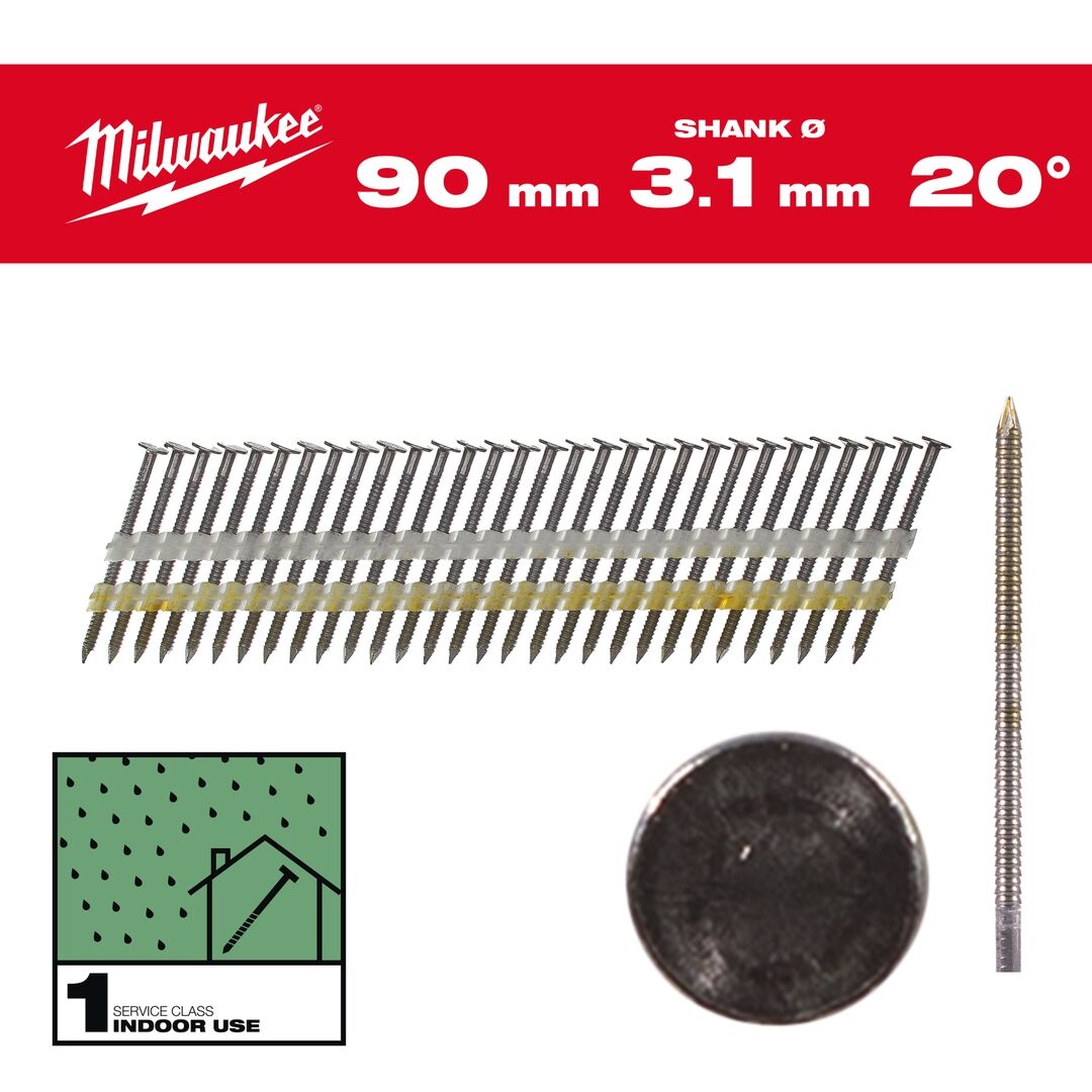 MILWAUKEE Rundkopf-Nägel 2 7,4x3,1x90mm Ringschaft Stahl blank