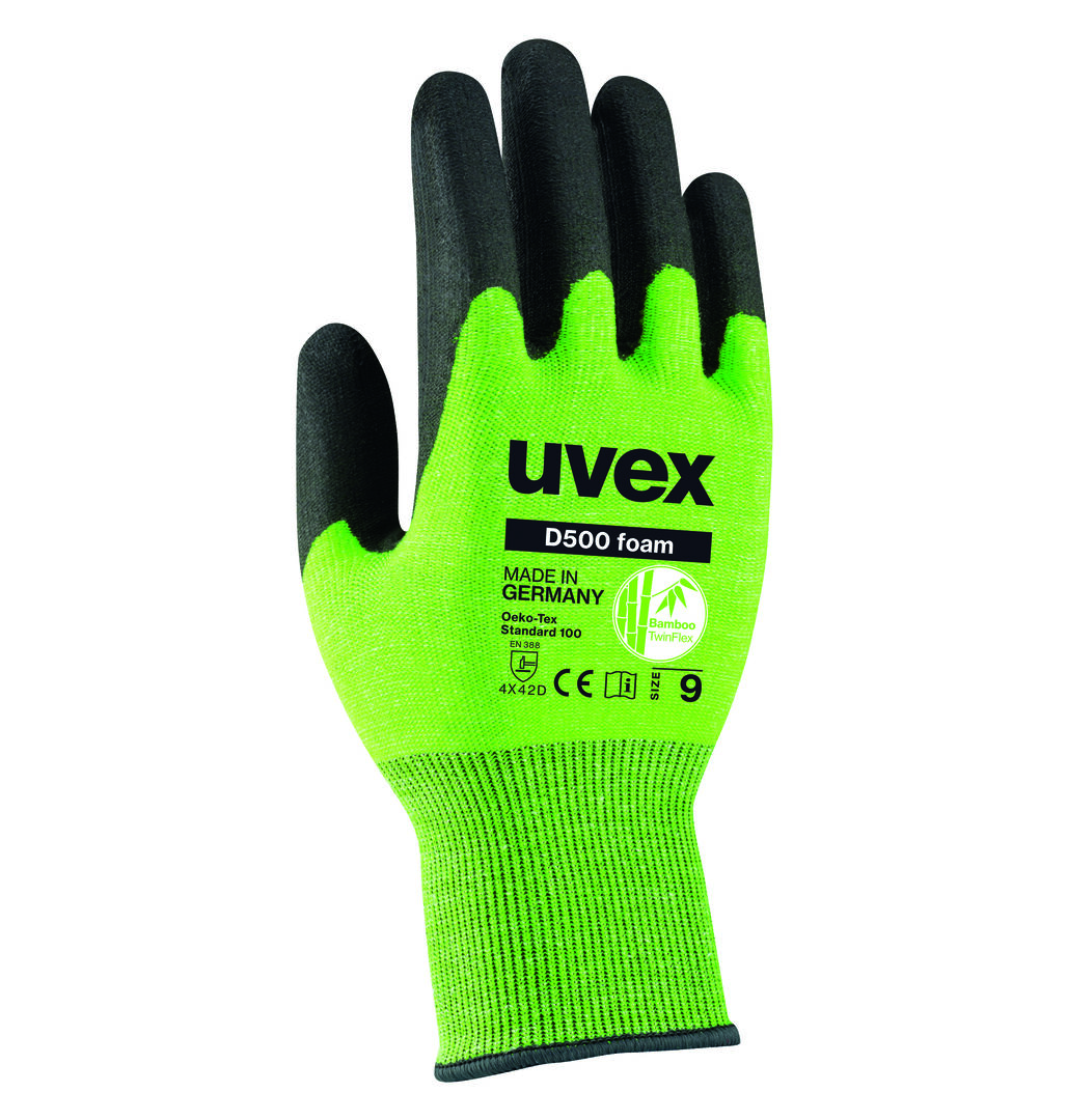 UVEX Schnittschutzhandschuhe D500 foam Gr. 8 Schaumbeschichtung lime 6060.4
