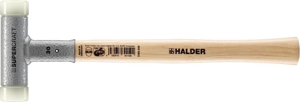 HALDER Schonhammer 30mm rückschlagfrei Hickory-Stiel Nylon SUPERCRAFT