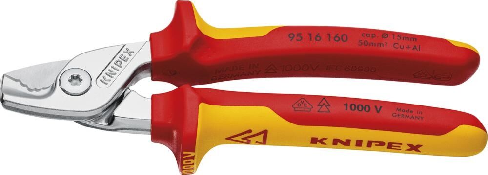 KNIPEX Kabelschere StepCut 160mm Mehrkomponenten-Hülle isoliert verchromt VDE 95 16 160