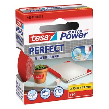 TESA Gewebeband 19mm 2,75m rot extra Power Perfect 56341-00031