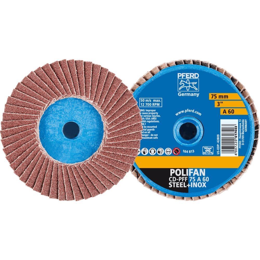 PFERD Fächerschleifscheibe COMBIDISC mini-Polifan 75mm A60