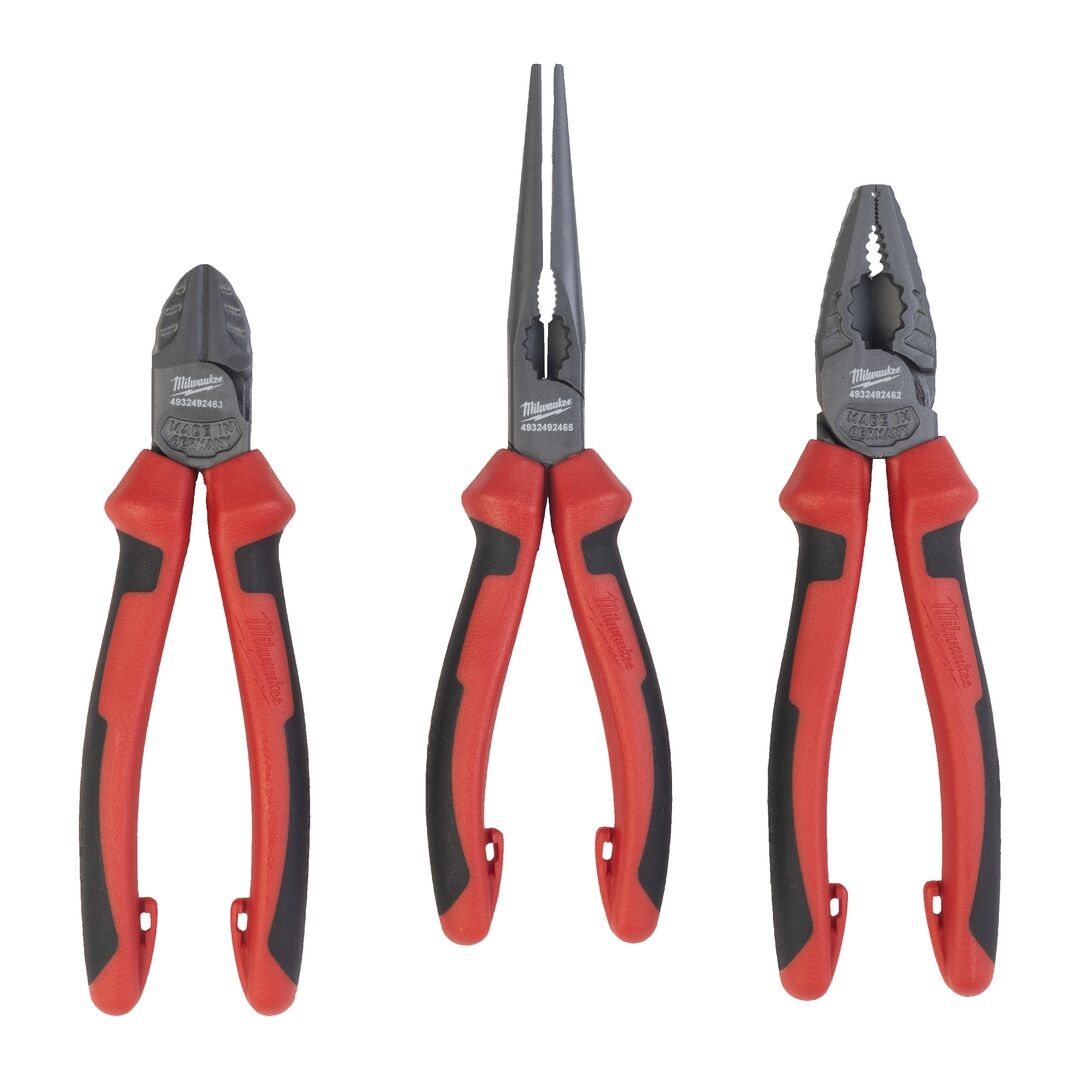 MILWAUKEE Zangenset Kombizange 180mm Langbeck-Rundzange Seitenschneider