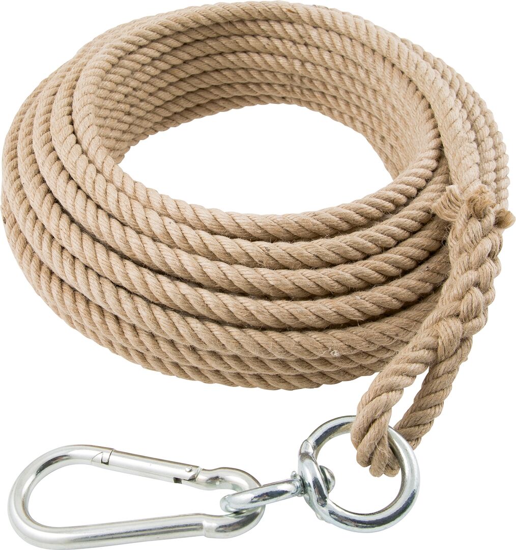 HANFSEIL 16 MM, 20 M LANGSCHLAUFE KARABINER WIRBEL
